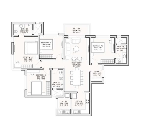Sobha Hoskote 4 BHK Floorplan